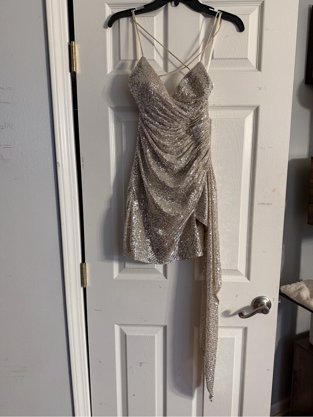 GB Gold Champagne Sequin Lace-Up Back Homecoming Cocktail Dress Size 3